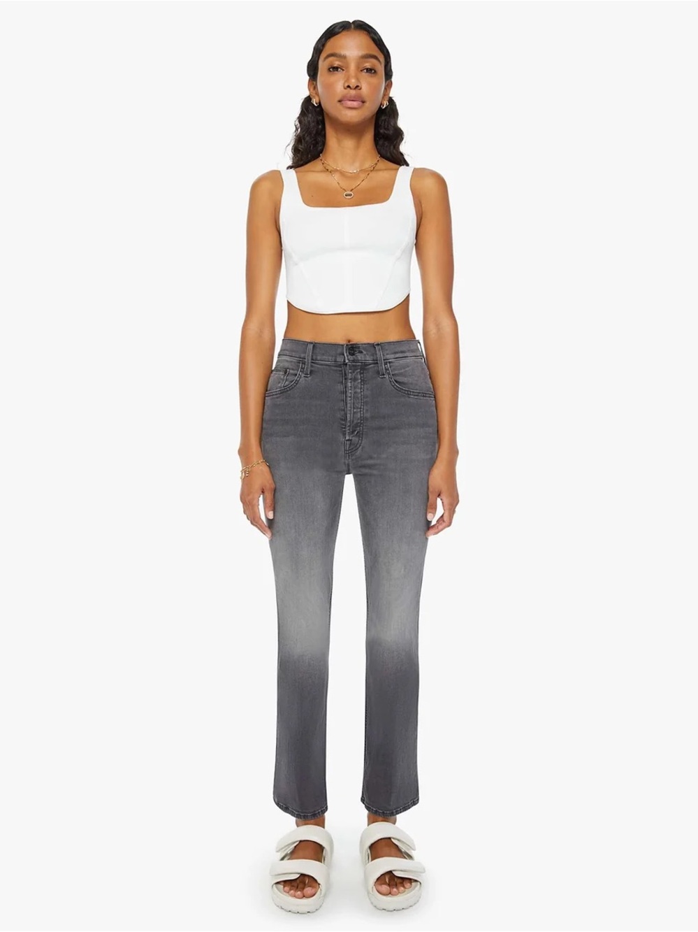 Mother Tripper Button Fly Ankle Jeans
